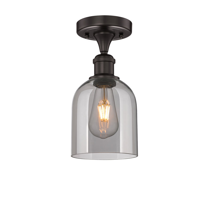 Edison - Allysson - 1 Light 6" Semi-Flush Mount - Seedy Shade, Light Smoke, Oil Rubbed Bronze