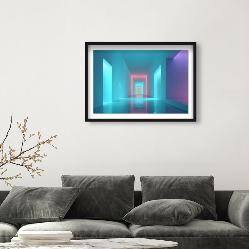 Cerulean Corridor III Framed Graphic Art, 11.5"H x 16.5"W, Black Shadowbox