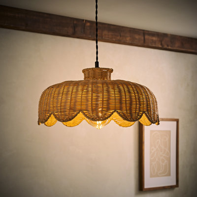 Naveah Natural Scallop Rattan Pendant Ceiling Floor Lamp Light Shade