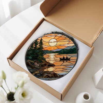 Panneau de vitrail 12 "H Sunset Lake