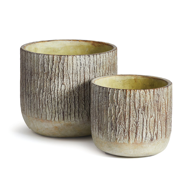 Fausto Faux Bois Aspen Bark Textured Pots, Set of 2