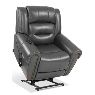 EONIX Classical Large Power Lift Recliner Chair for Elderly with Heat and Massage, Dual Motor Lay Flat Electric Lift Chair Recliner for Adults, Living Room, Bedroom, SLRY005061, Light Grey