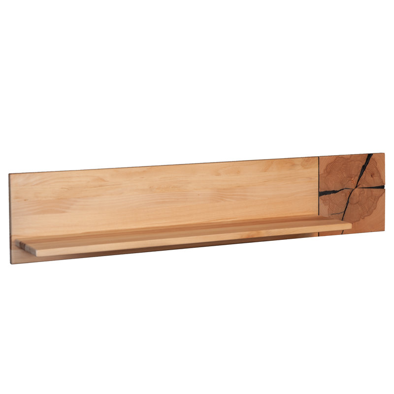 Dallastown Solid Wood Accent Shelf, Oak, 25cm H x 124cm W x 20cm D