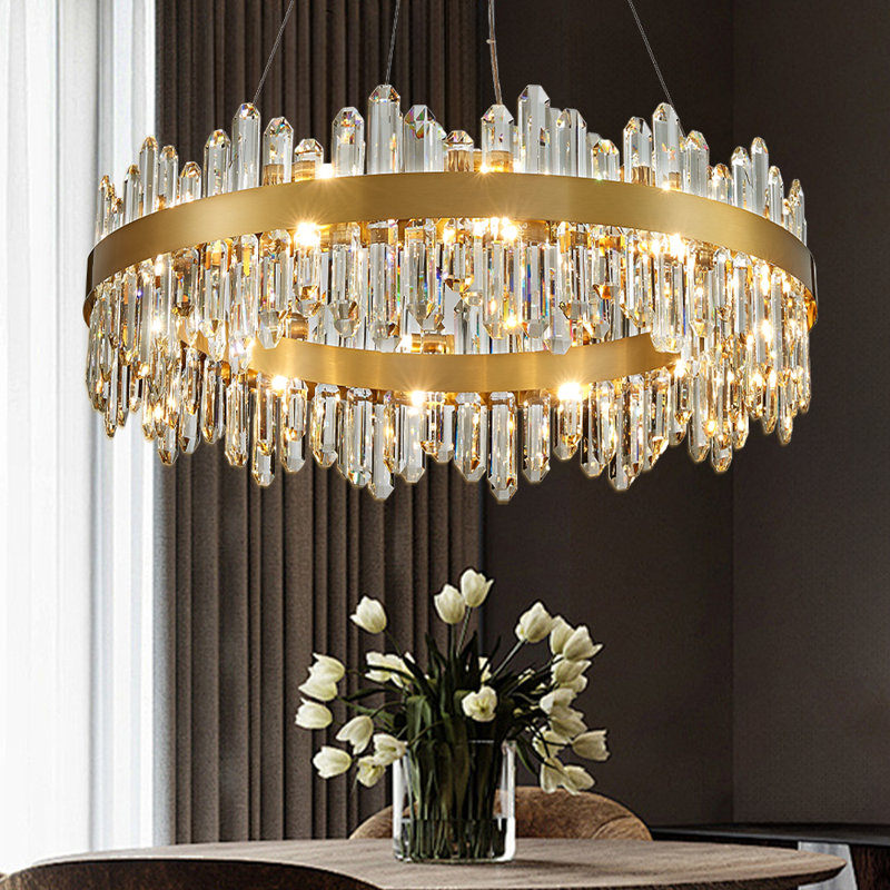 Xzavious Dimmable Cylinder Chandelier, 9.6" H x  23.62" W x 23.62" D, Gold, 24
