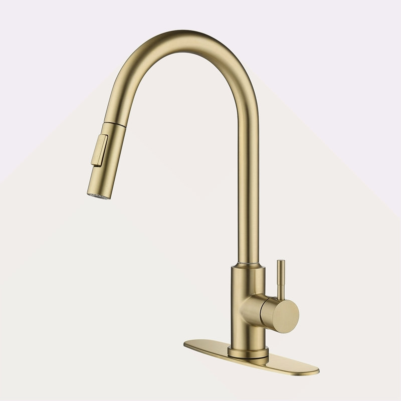 Robinet de cuisine tactile avec douchette extractible, Doré