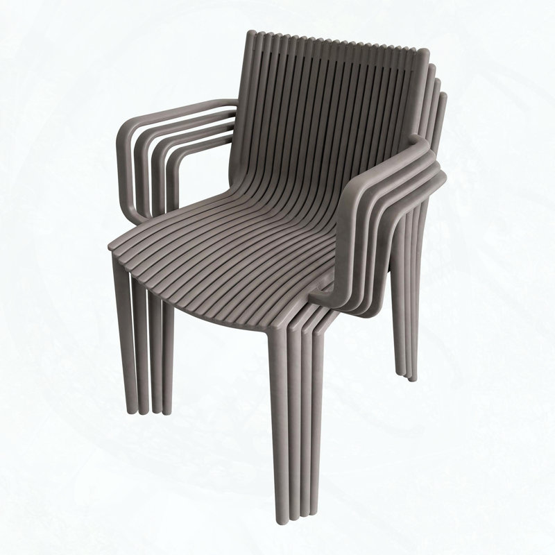 4-Pack Modern Stackable Plastic Armchairs, Ergonomic Slatted Back, All-Weather PP, No Assembly