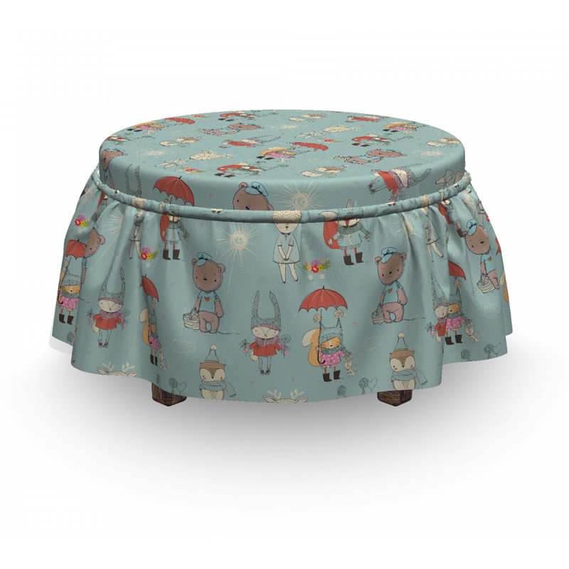 Housse pour repose-pieds animaux en hiver doodle