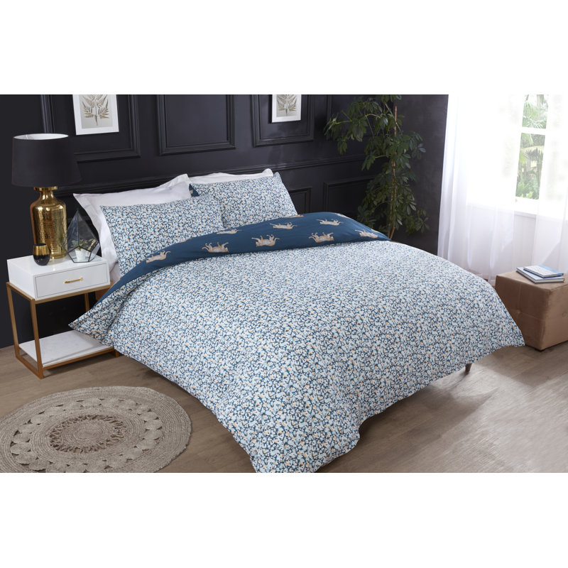 Kathie Polyester Duvet Cover Set with Pillowcases, Teal, Single - 1 Standard Pillowcase
