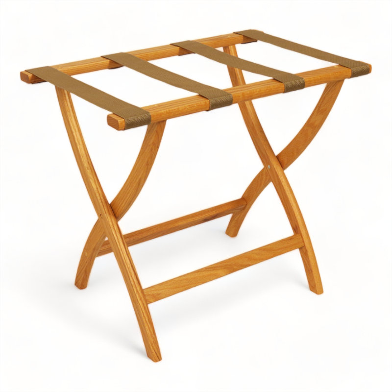 Porte-bagages pliable en bois, Chêne clair, Brun clair
