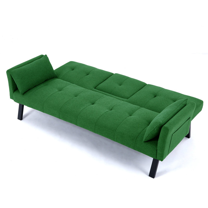 Compact Foldable Sofa Bed with Dual Modes and Storage Perfect for Small Apartments, Dark Green