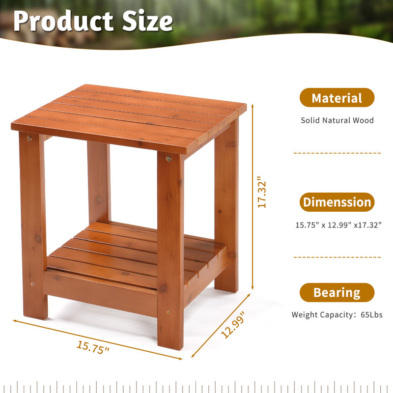 Table d'appoint pour patio en bois de teck double couche