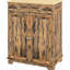 Buffet moderne avec plateau en bois massif - Rangement brun rustique. 2 tiroirs, portes, tablette réglable. Pour l'entrée, la salle à manger. L 26,75 po x P 15,75 po x H 33,5 po avec comptoir et cuisine, salon.