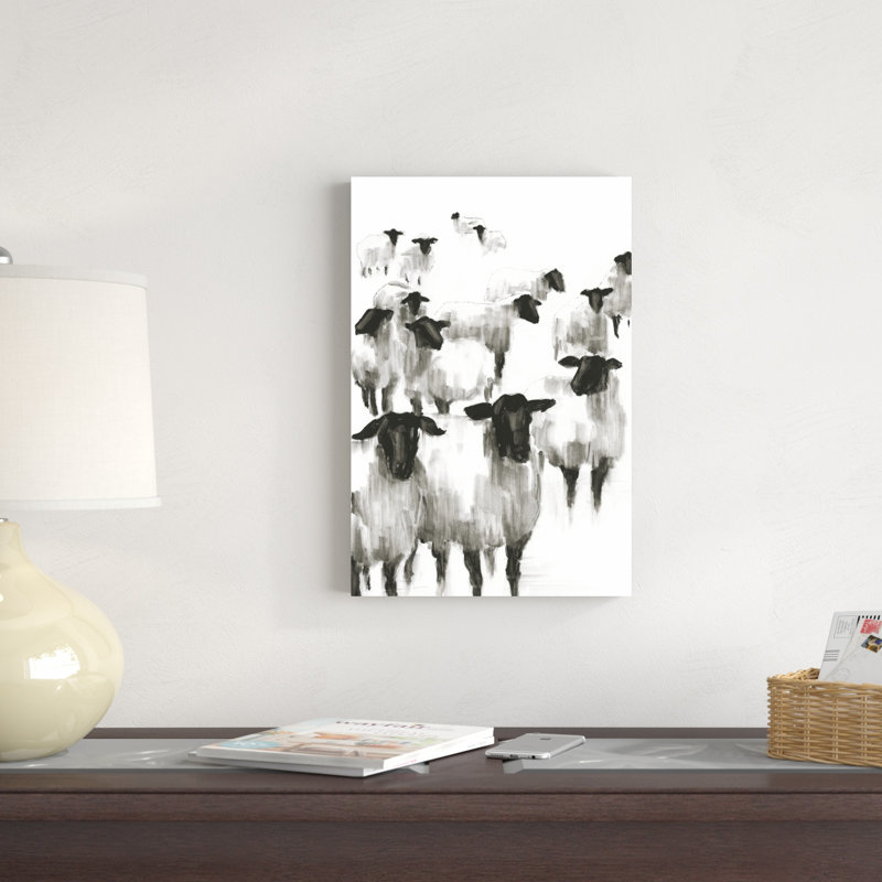 «Counting Sheep II» par Ethan Harper - peinture sur toile tendue, H 18 po x l 12 po