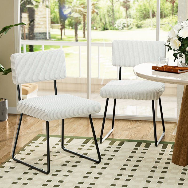 Chaise d'appoint rembourrée en velours Nikitia, Blanc
