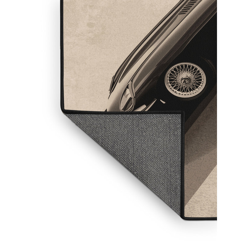Soft Plush Eddyville Classic Luxury Car Posh & Luxe Area Rug in Beige – Black Binding, 6x9