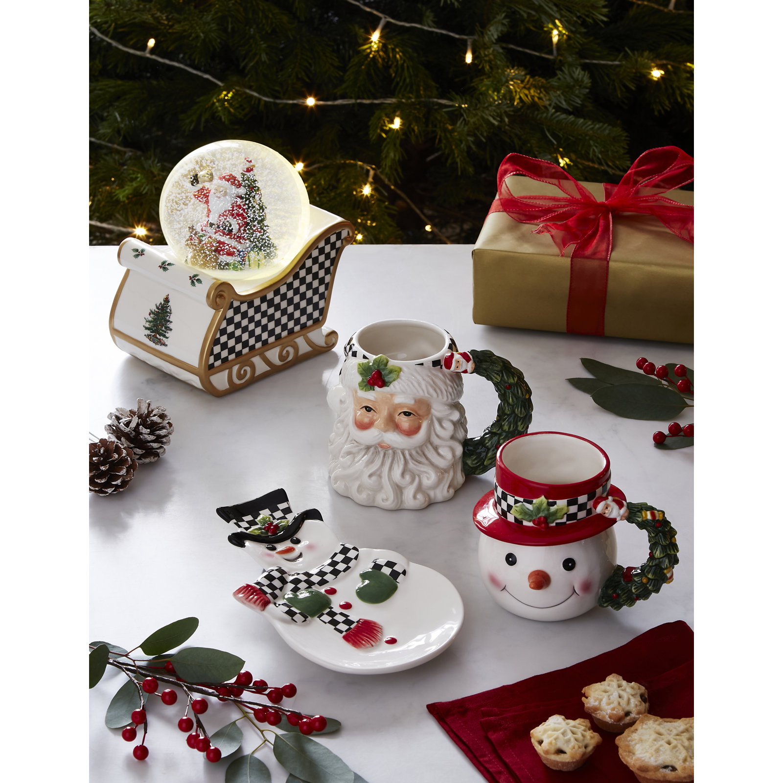 Christmas Tree Snowman Dish