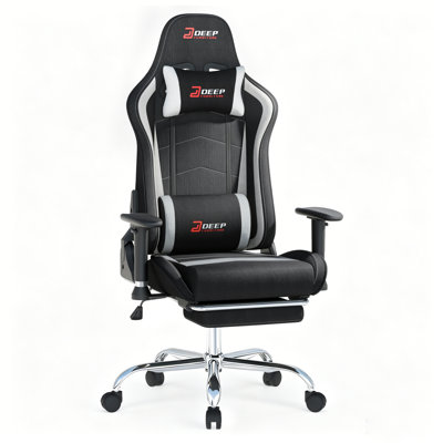 Ergonomic Gaming Chair with Footrest, 22" Wide Seat Fabric Computer Desk Chair, Reclining Office Chair with Adjustable Armrests & Lumbar Support, Heavy Duty Executive High Back Swivel Gamer Chair for Adults