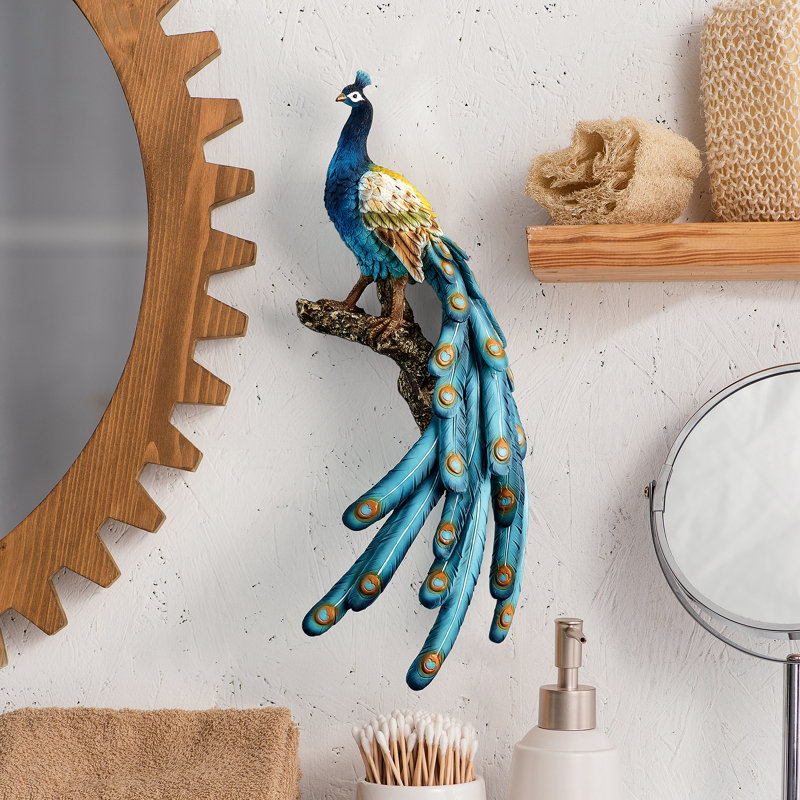 Perching Peacock Wall Sculpture