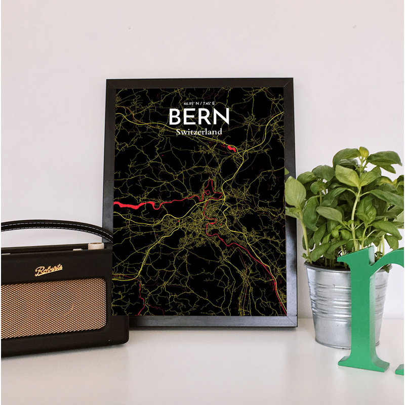 Bern City Map - No Frame Print, 50.8cm H x 40.6cm W x 0.13cm D