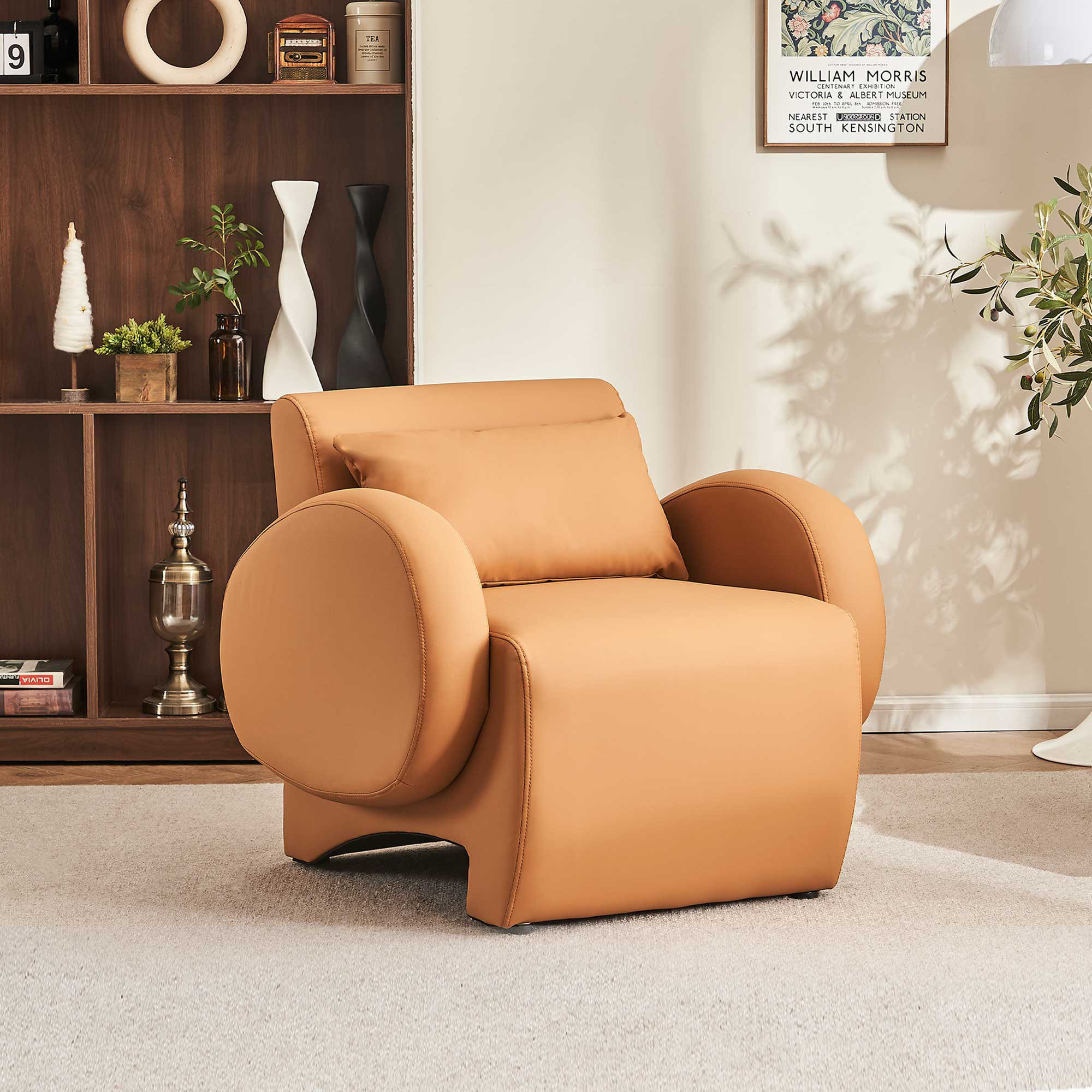 Small faux 2025 leather armchair