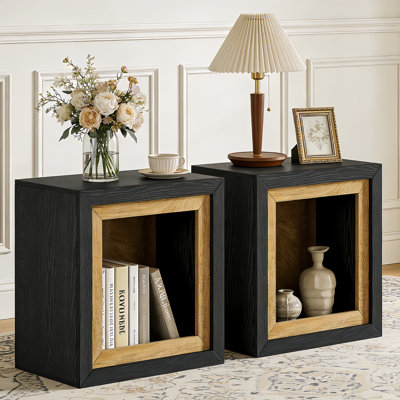 Table de bout en bois avec rangement, table d'appoint étroite de 23,62 po pour le salon