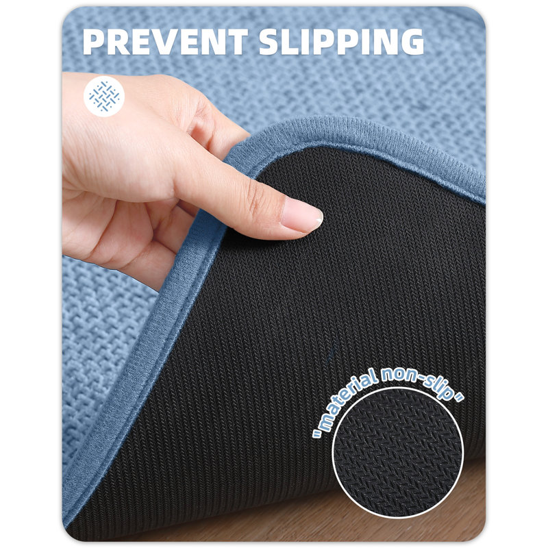 Abelard Non-Slip Bath Rug, 15.75"W x 23.62"L, Blue