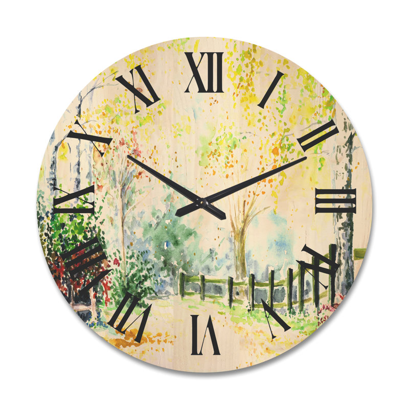 Horloge murale en bois paysage d'automne, Très grand