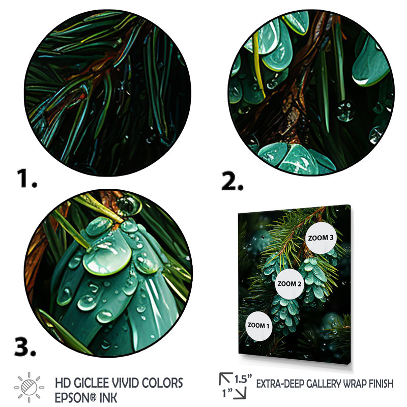 Décoration de Noël verte, pin II - art mural pin, Cadre photo noir simple, H 40 po x l 30 po x P 1,5 po