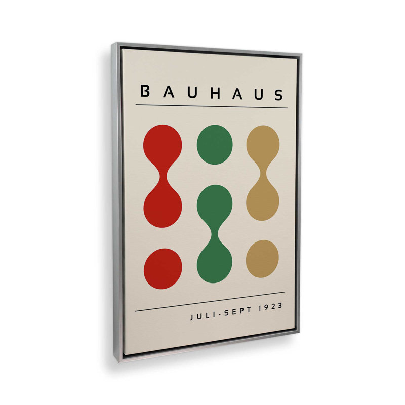 «Bauhaus Shapes», reproduction réinventée sur toile, Cadre argenté flottant, H 48,75 po x l 32,75 po