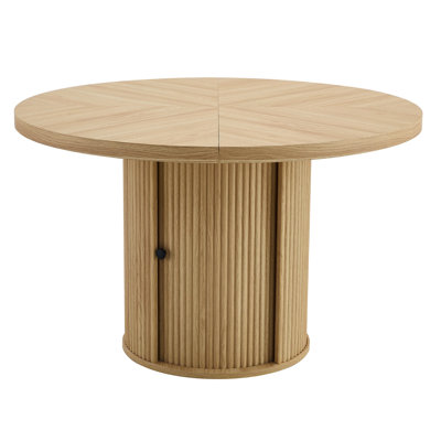 Table ronde de 47,2 pouces avec une conception à deux couches, une élégante colonne romaine, un grain de bois facile d'entretien, idéal pour les repas de famille