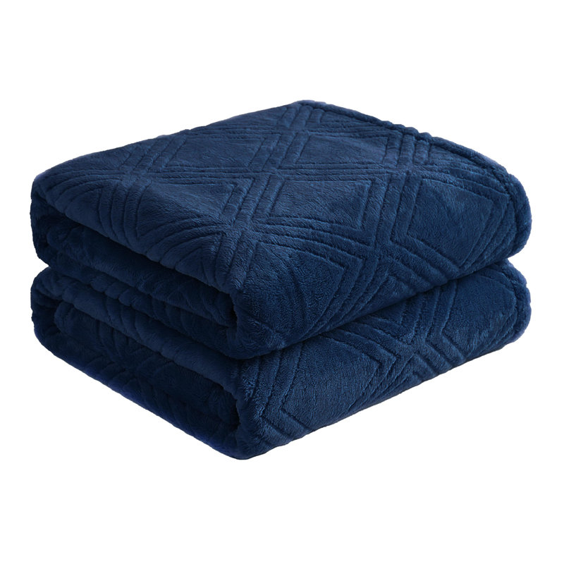 Couverture molletonnée en polyester moelleux Alaska, Marine, Jeté
