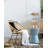 D14x20" Tapered Round Garden Accent Stool, Capiz Side Table, Blue