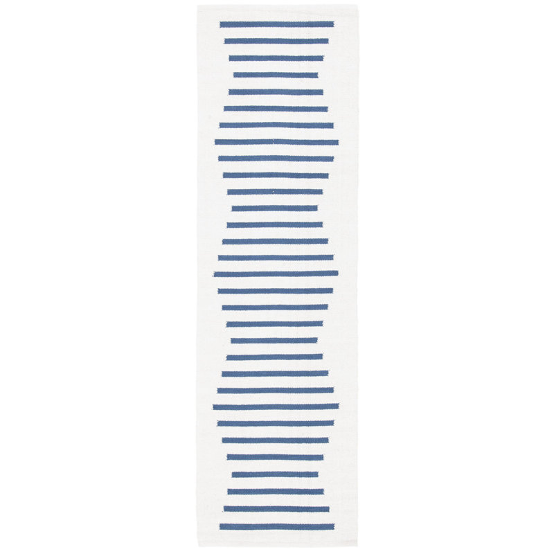 Estruch Hand Woven Cotton Striped Rug, Runner 2'3" x 8'