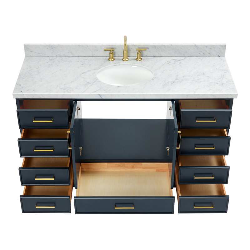 Ensemble de meuble-lavabo simple 61 po Abshire, Bleu minuit