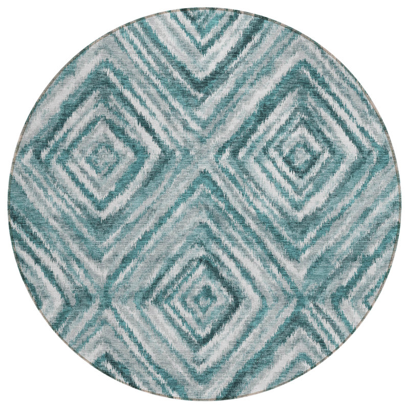 Tapis extérieur lavable 8 pi bleu turquoise et gris