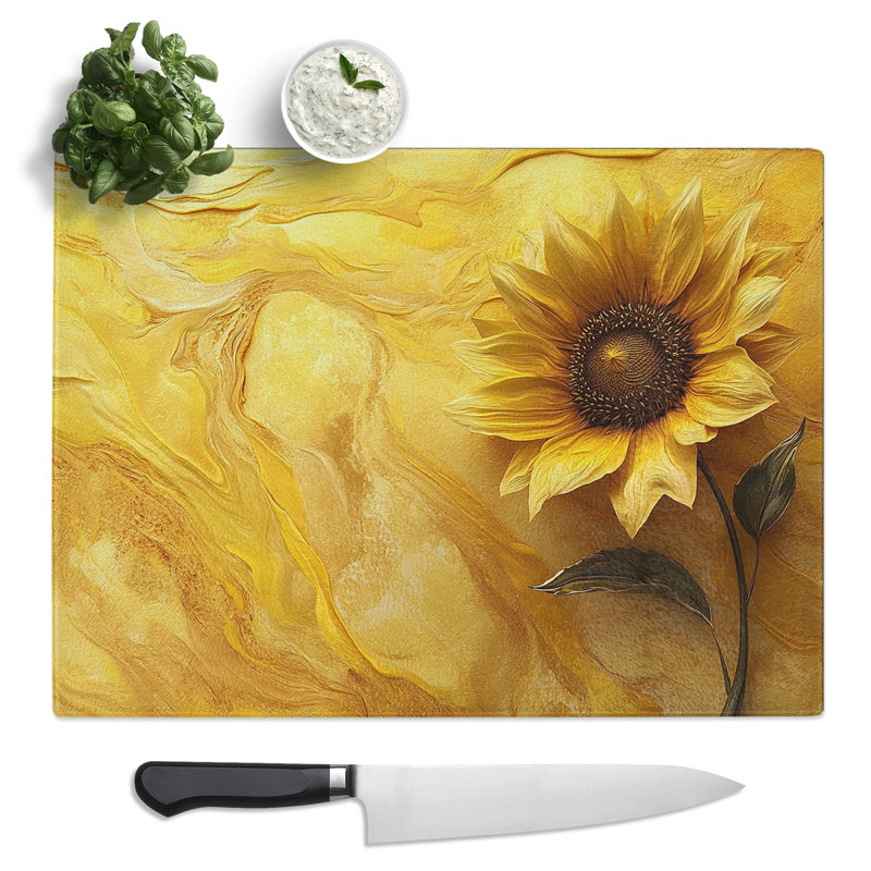 Sunflower Artwork  Glass Chopping Board
