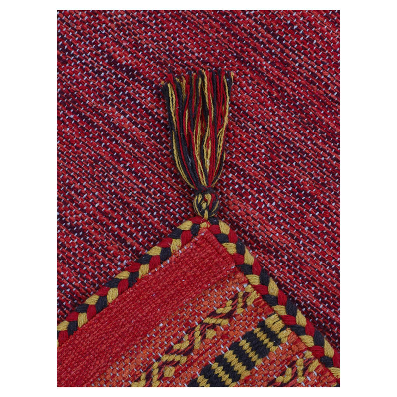 Azizi Striped Hand Woven Cotton Red Rug, Runner 80 x 500cm