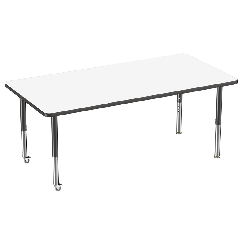 Table rectangulaire d'activités effaçables à sec avec pieds réglables, 36" x 72", Tableau blanc / noir, Super