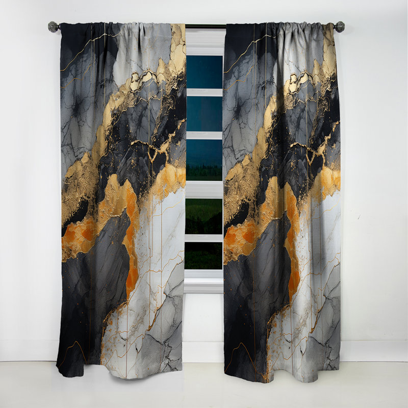 Boler - Spirals Abstract Blackout Curtain - 1 Panels, 52" W x 90" L