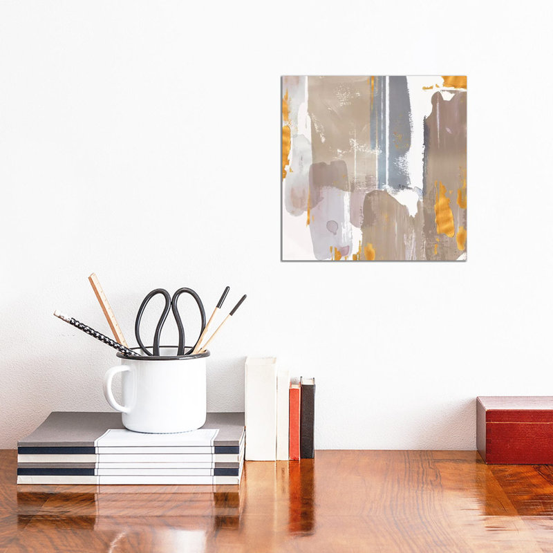 Icescape Abstract Grey Gold I by Northern Lights - Wrapped Canvas Gallery-Wrapped Canvas Giclée, 30.48 cm H x 30.48 cm W