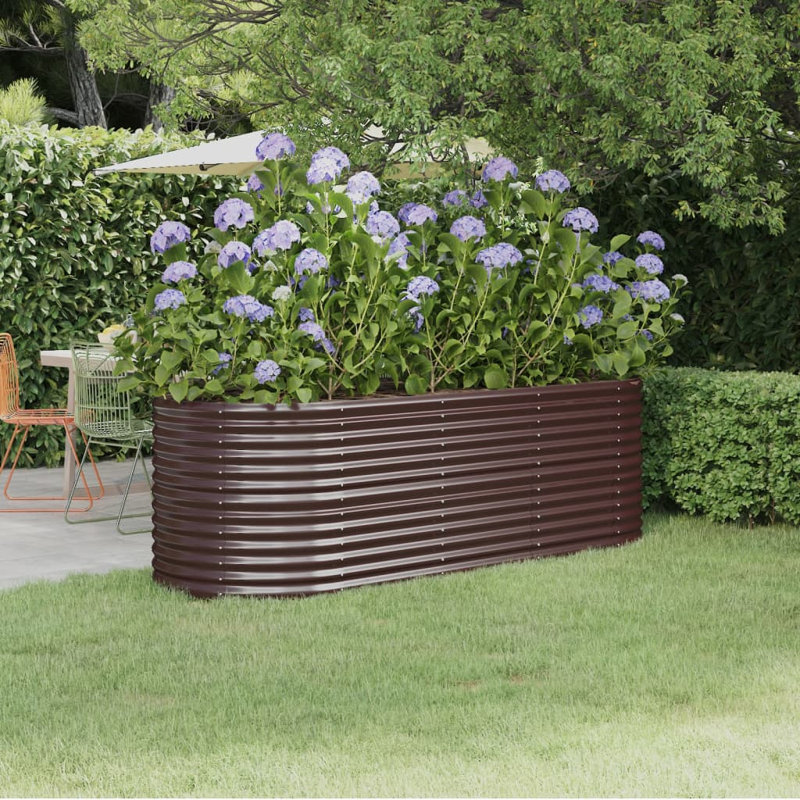 Garden Raised Bed Powder-coated Steel, Brown, 36cm H x 332cm W x 40cm D