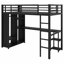 Lit mezzanine élégant en métal moderne, armoire intégrée, bureau et tablettes