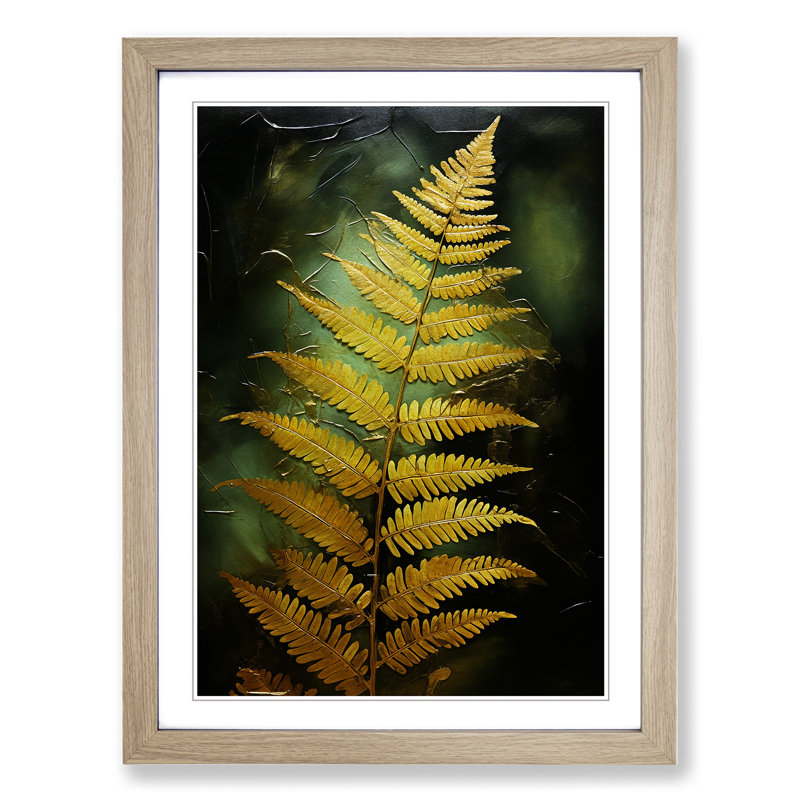 Fern Leaf Gestural No.2 - Framed Print, Oak, 64cm H x 46cm W x 2cm D