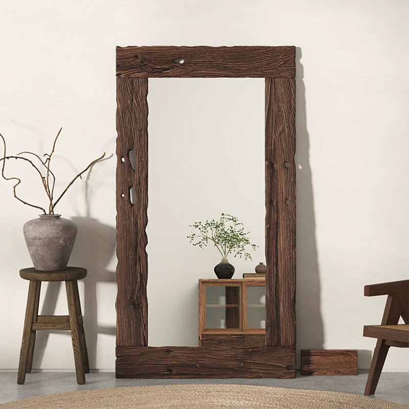 Miroirs pleine longueur rectangulaires en bois massif, 78,74 po x 39,37 po