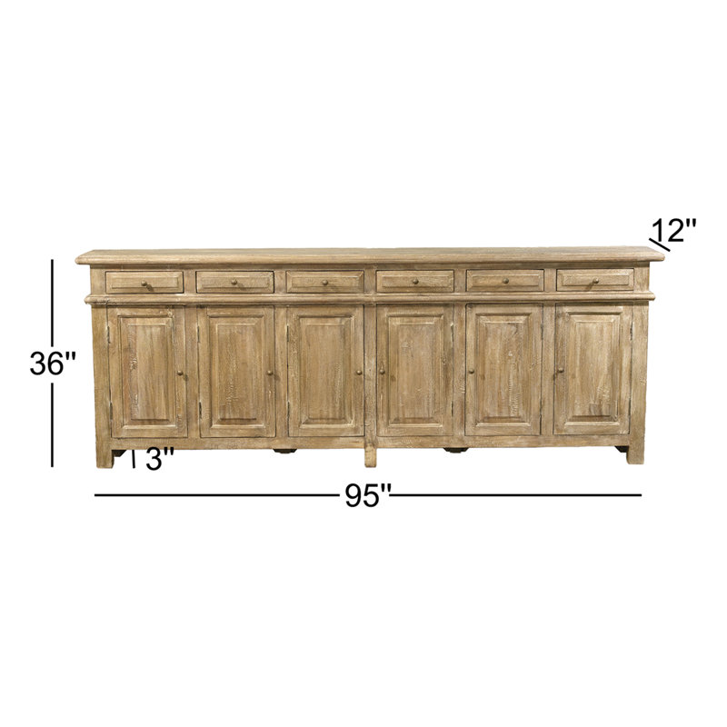 Gything 95" 6-Drawer Sideboard, Weathered Sand