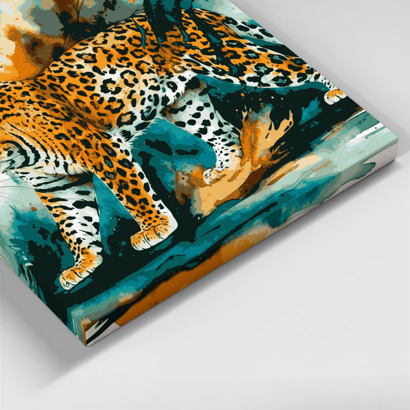 «Big Cats», art léopard sur toile beige, H 16 po x l 16 po