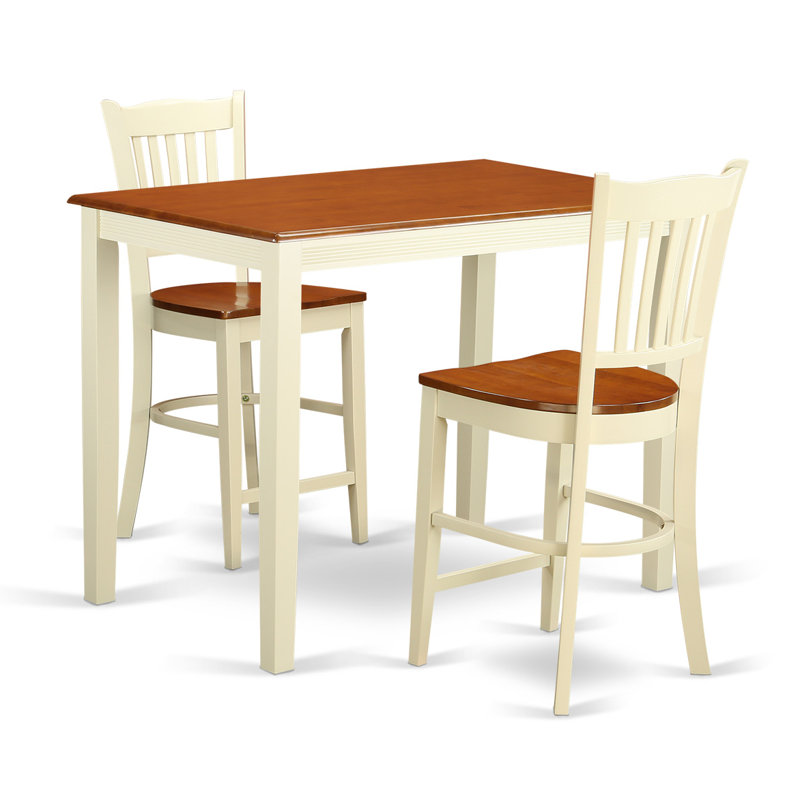 Ensemble de comptoir de cuisine 3 pièces pour petits espaces comprenant une table de salle à manger rectangulaire et 2 chaises de salle à manger, babeurre et cerise