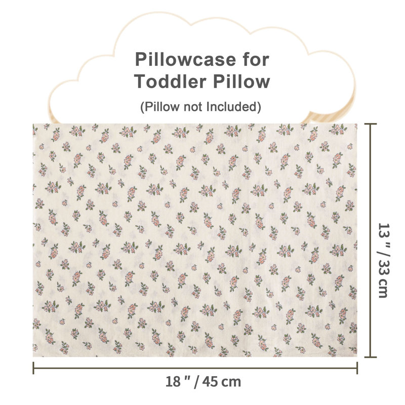 Toddler Pillowcase - Jersey Cotton Crib Size, Cream Floral 2