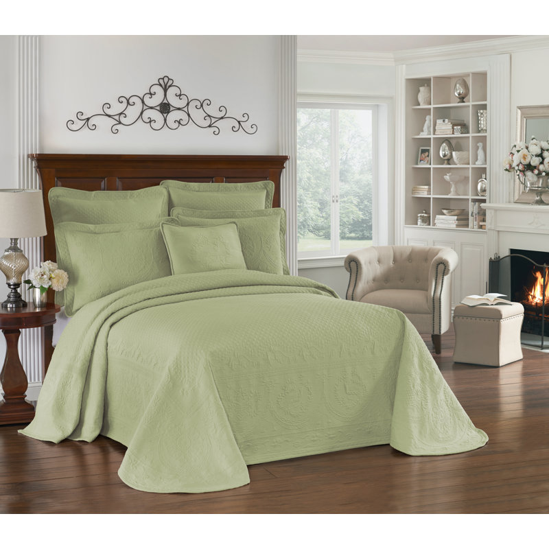 Historic Charleston King Charles Lightweight Cotton Matelasse Quilted Bedspread, King, Sage, King, Sage