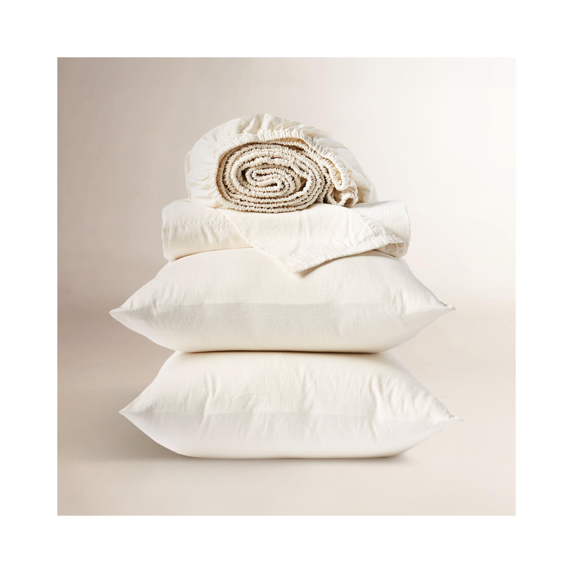 Organic Relaxed 100% Cotton Sateen Sheet Set, Queen Sheet Set with 2 Pillowcases, Undyed
